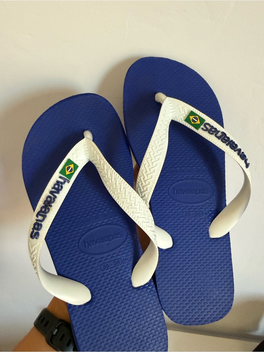 Havaianas Royal Blue Flip Flops with White Straps Brazil